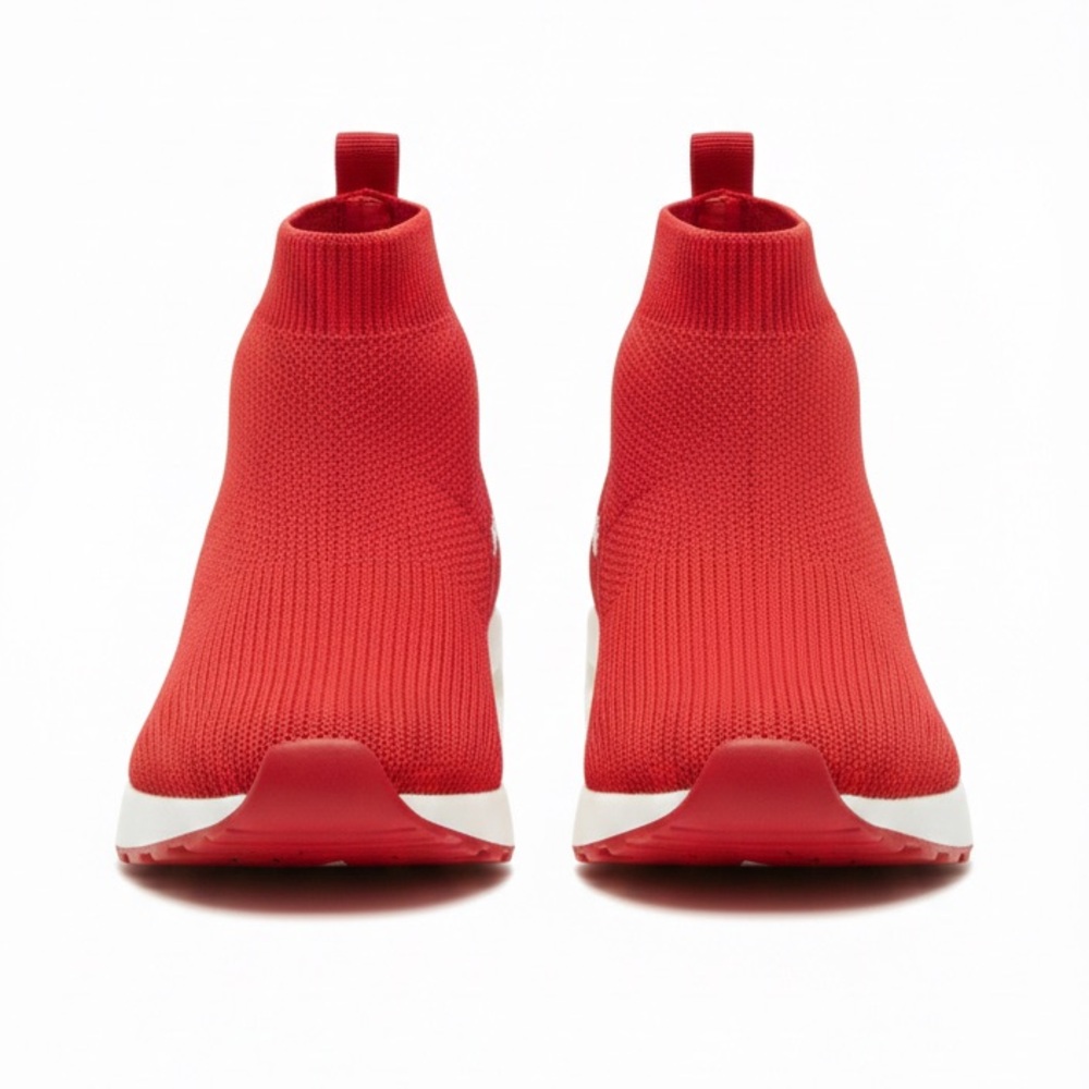DKNY Vibrant Red Knit Ankle Boots - Picture 2 of 8